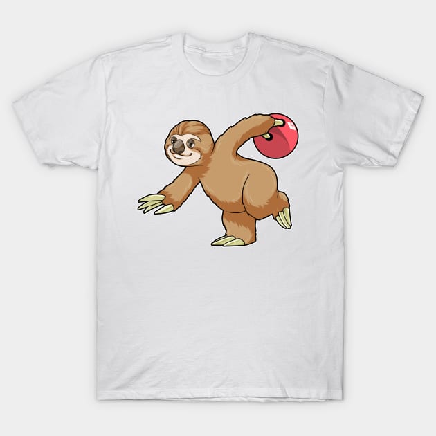 Sloth at Bowling with Bowling ball T-Shirt by Markus Schnabel